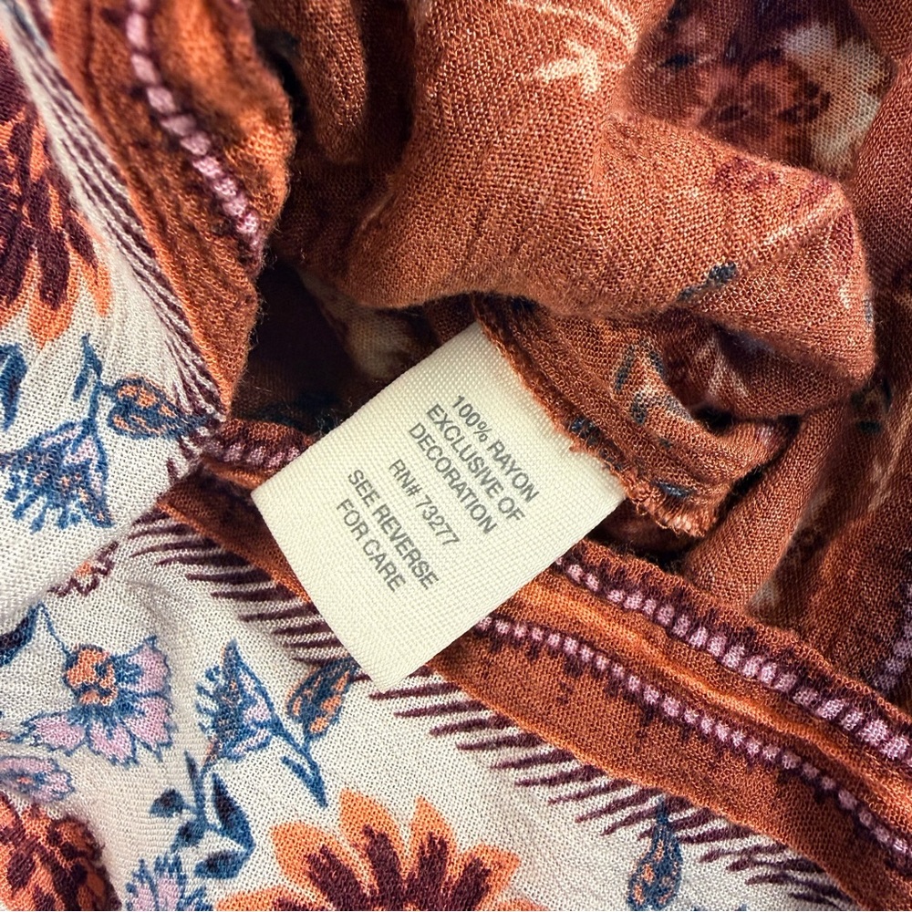 Mudd Rust Floral Boho Long Sleeve Romper Size S Cottagecore - Picture 5 of 8